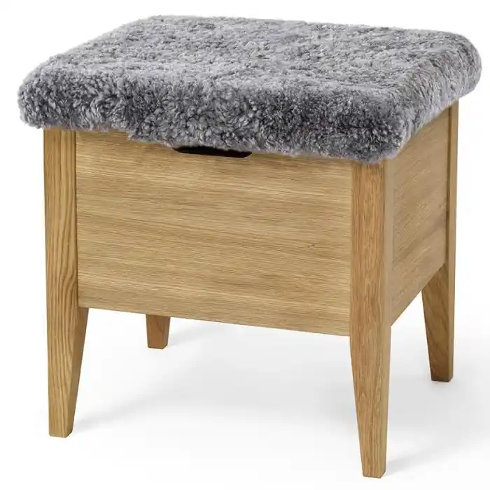 Begränsat antal Klinte 45 cm Oljad Ek Grå Äkta Fårskinn - Torkelson - Bonus Möbler