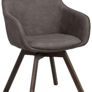 Alison Träben / Mörkgrå microfiber Brunlackad ek - Rowico Home - Bonus Möbler Populärt val
