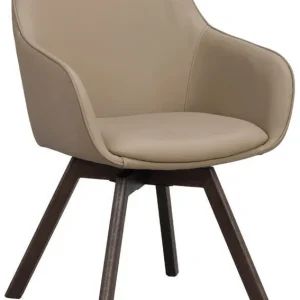 Alison Träben / Beige läder Brunlackad ek - Rowico Home - Bonus Möbler Fynd