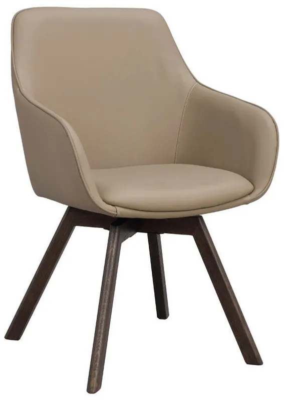 Alison Träben / Beige läder Brunlackad ek - Rowico Home - Bonus Möbler Fynd