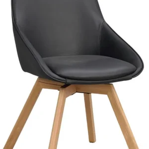 Alison Träben / Svart läder Lackad ek - Rowico Home - Bonus Möbler Billigare