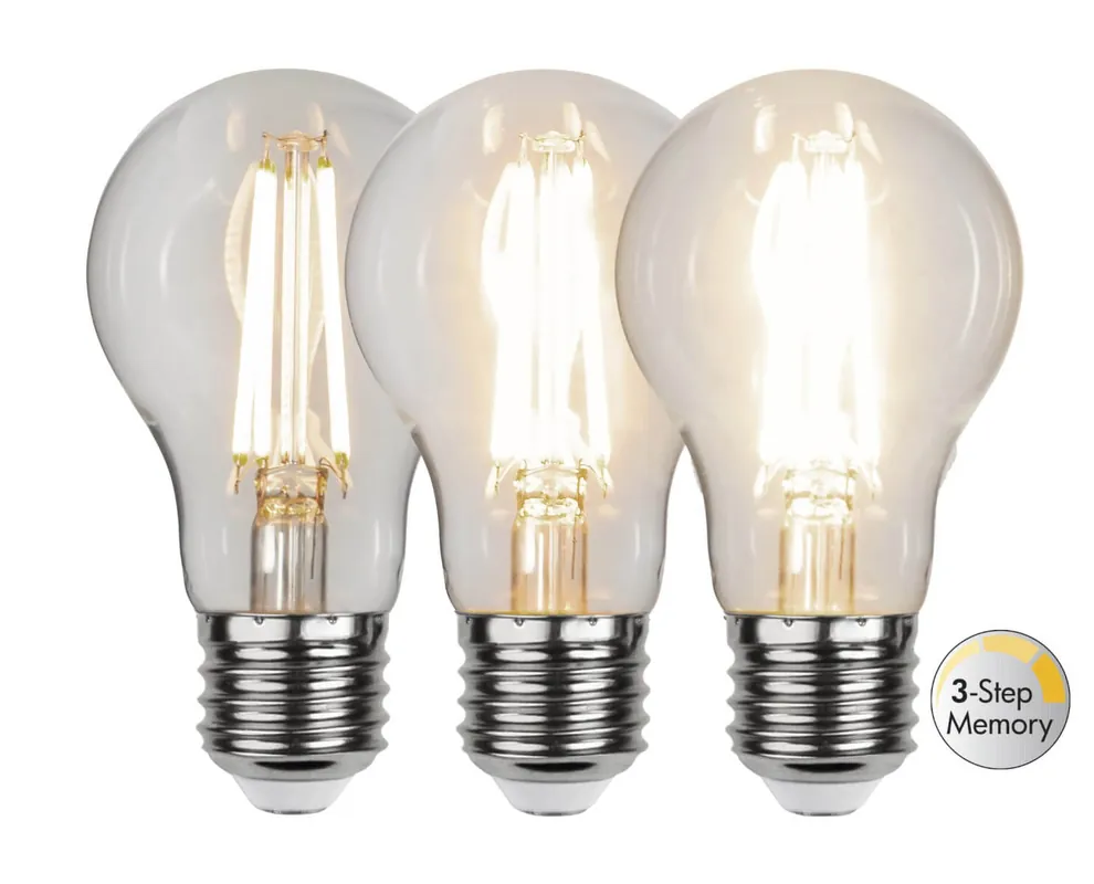 Fri frakt E27 Normal 3-Steg Dimbar Minne Klar 6.5W 3000K 800lm LED-Lampa
