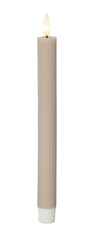 Populär FLAMME STRIPE LED-Antikljus 2-pack 25cm Beige