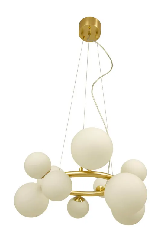 MOLEKYL Taklampa Rund 50cm Matt Mässing/Opalvit risnedsättning