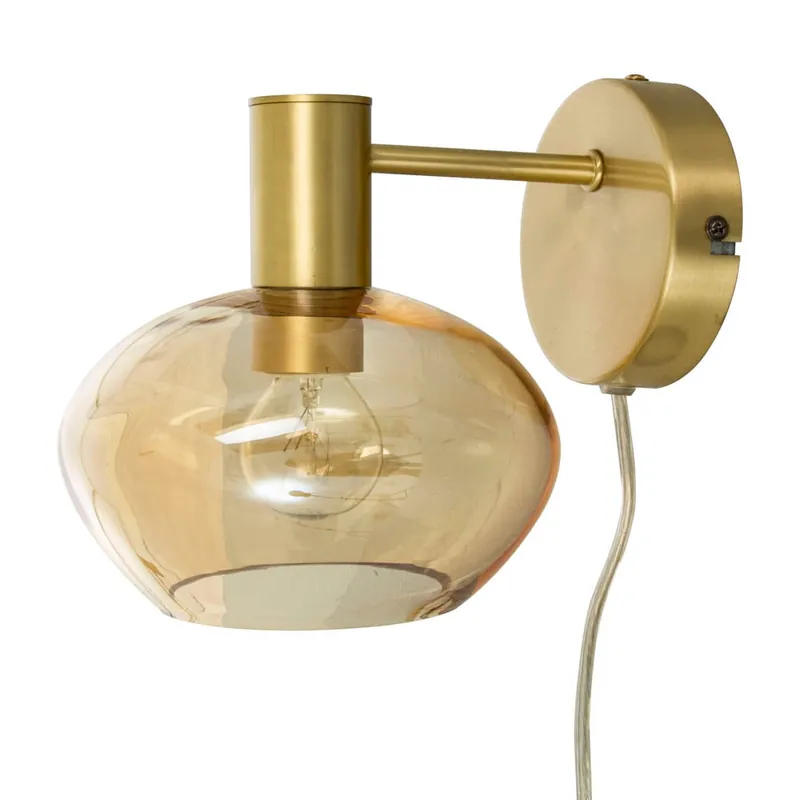 BELL Vägglampa 20cm Matt Mässing/Amber Bästa pris