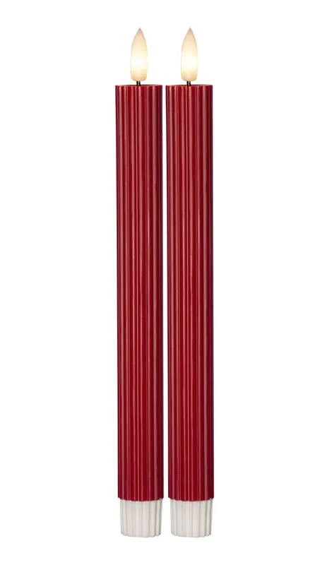 Lågt pris FLAMME STIPE LED-Antikljus 2-pack 25cm Röd