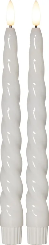 Sista chansen FLAMME SHINE LED-Antikljus 2-pack 24,5cm Vit