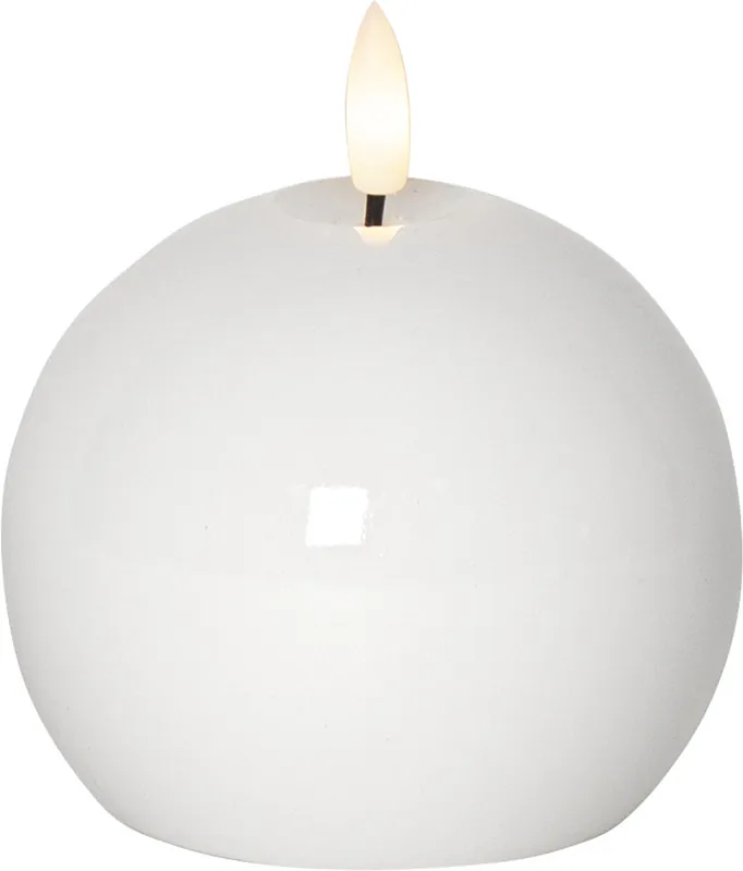 Populär FLAMME SHINE LED Blockljus 11cm Vit
