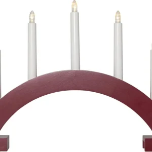 ABBE Batteridriven Träljusstake Båge 5L 32cm Röd Extra rabatt