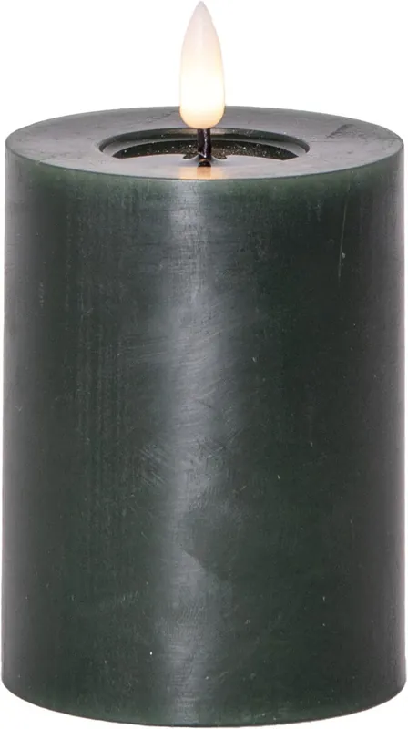 FLAMME FLOW LED-Blockljus Batteri 12,5cm Grön Expressleverans