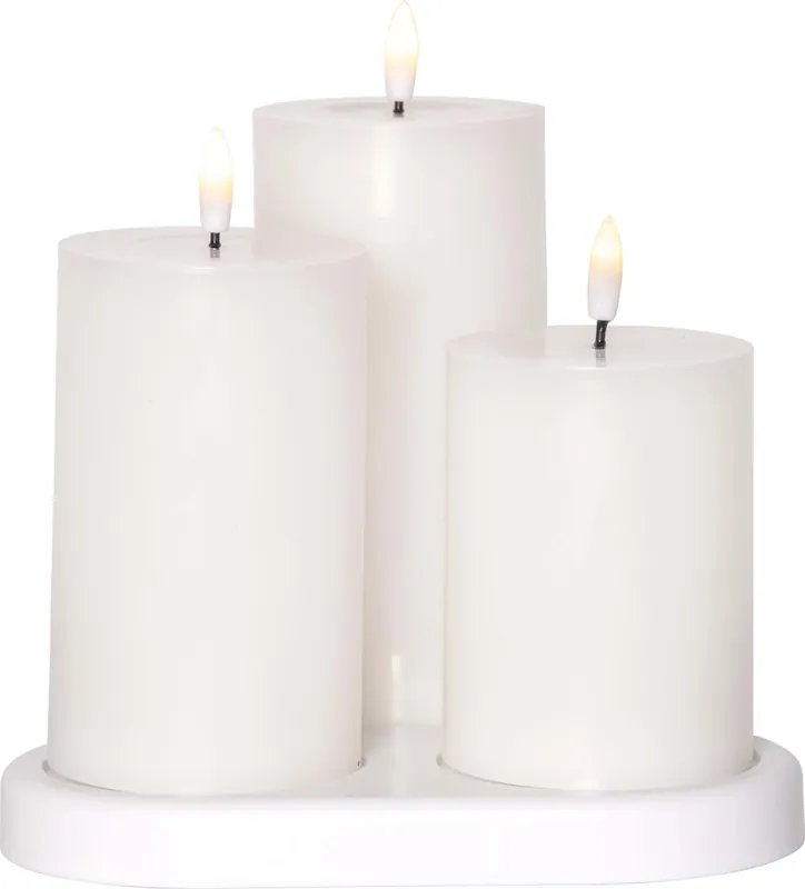 FLAMME CHARGE Blockljus 3-pack 15cm Rea