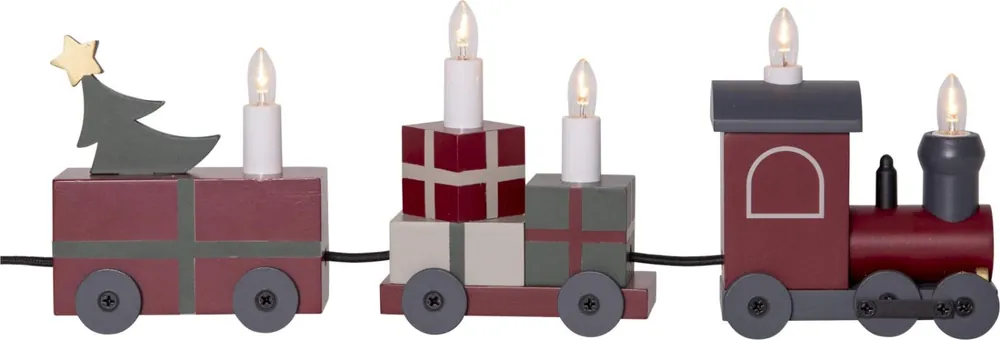 CHRISTMAS Tåg Träljusstake 28cm Grå/Röd Billigare