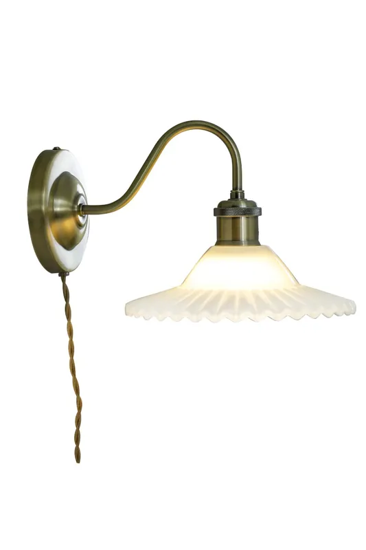 risnedsättning SILVIA Vägglampa 29cm Antik/Opalvit
