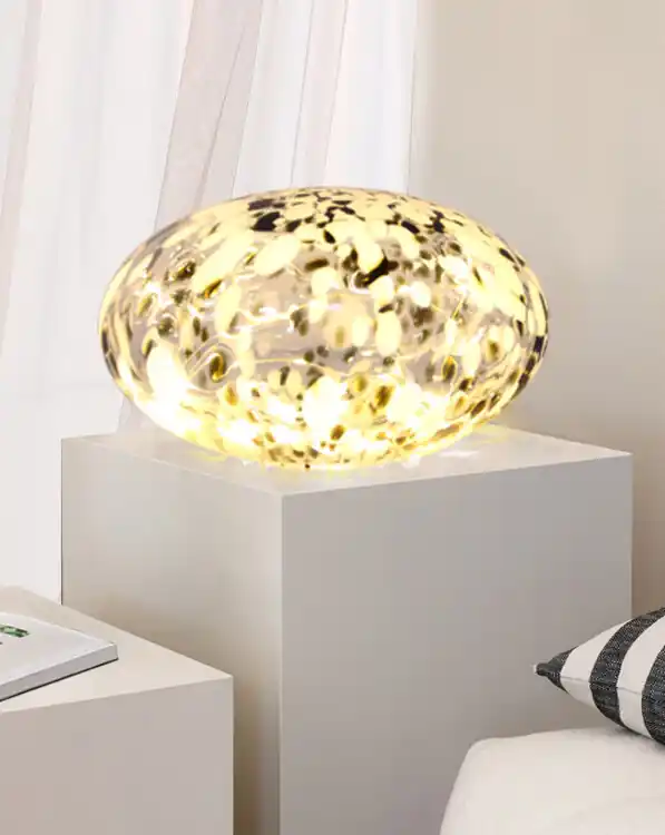 Bordslampa Sten med LEDslinga marmorerat glas Utförsäljning