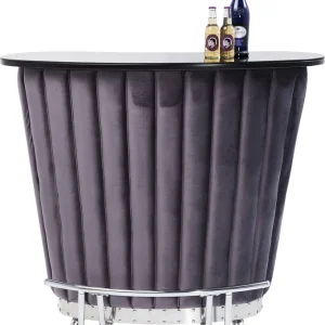 Bar After Work - Bardisk i Grå Sammet/Krom Kampanjpris