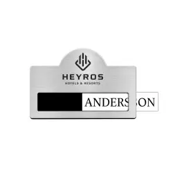 Namnbricka 70x40mm i silverfärgat aluminium med fönster Sänkt pris