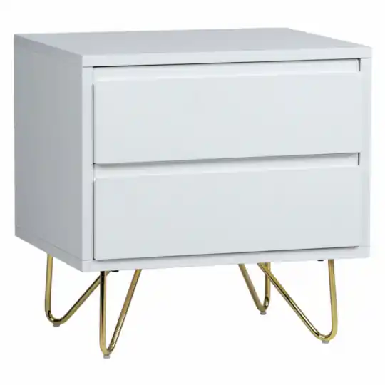 Fynd Sängbord 'Elle' - Vit/Mässing