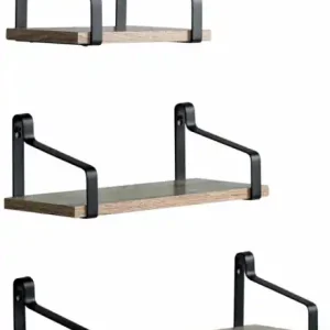3-pack Vägghyllor 'Mia' - Svart/Natur Bästa pris