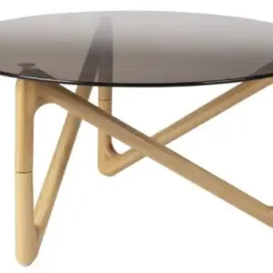 Soffbord 'Naia' Runt 80cm - Natur/Glas Rabatter