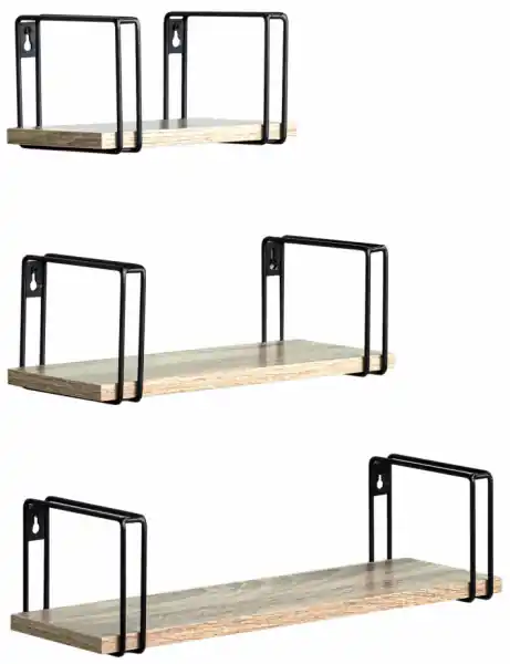 Trygg betalning Vägghyllor 'Square' 3 pack - Ek