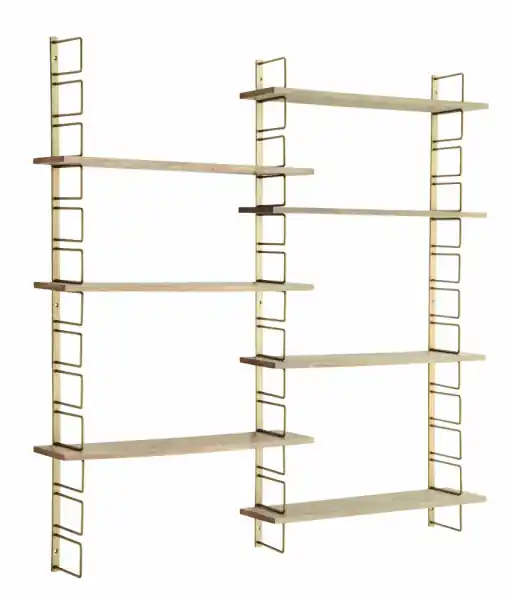 Vägghylla 'Wooden shelves' - Mässing/natur Rea
