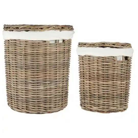 Tvättkorg 2-pack 'Rattan' - Natur Snabb leverans