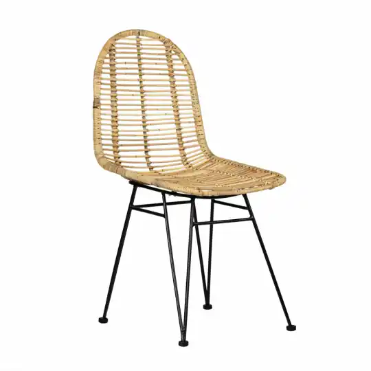 Fynd Stol 'Striped rattan' - Natur/Svart