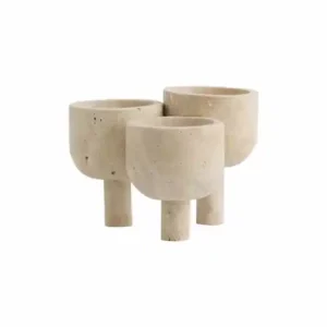 3-pack Krukor 'Roca' - Travertin Populärt val