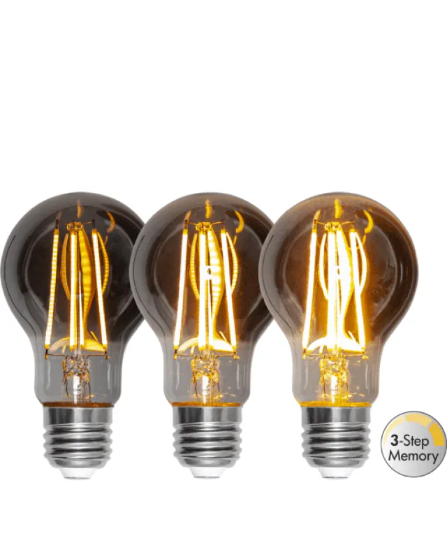 Outlet Star Trading Led-lampa E27 A60 Soft glow smoke 3-step memory