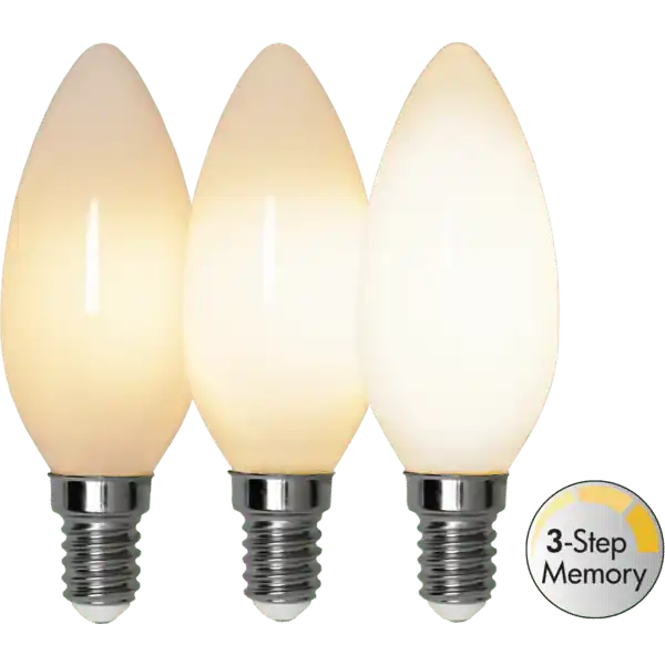 Billigare LED-LAMPA E14 C35 OPAQUE FILAMENT RA90 3-STEP MEMORY