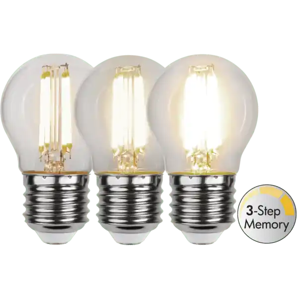 Säker betalning LED-LAMPA E27 G45 CLEAR 3-STEG MEMORY