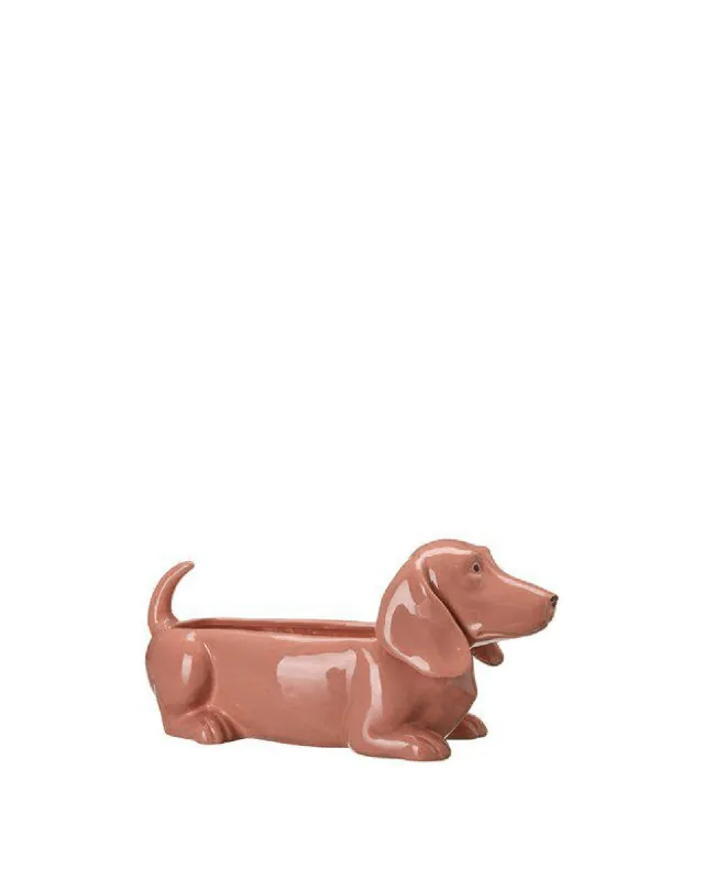 Nyhet Jacky Hund Plantering Persikorosa – Dekorativ Hundkruka i Dolomit, 40x15x17 cm