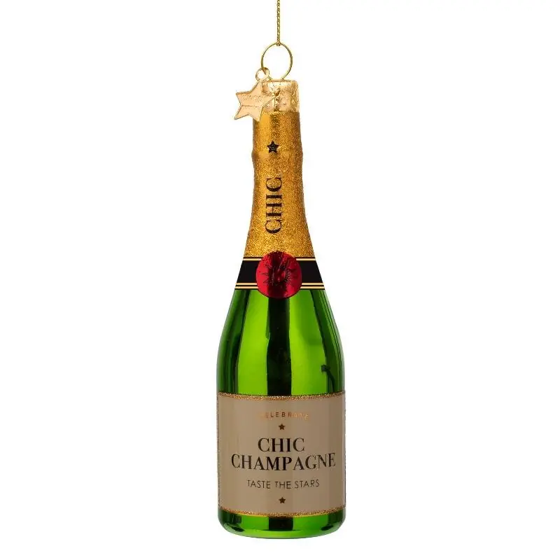 Köp online Vondels Ornamentglas grön lyxig champagneflaska H14cm