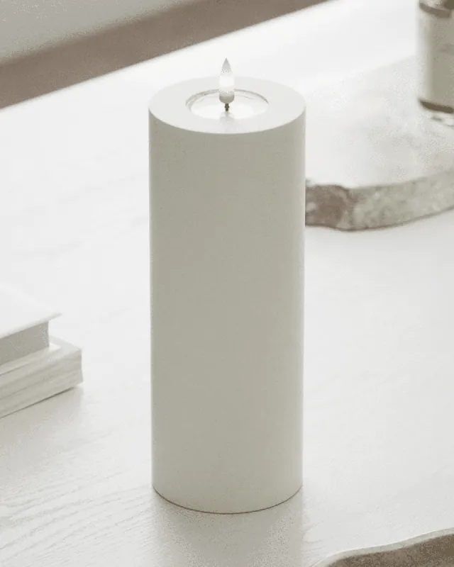 Deluxe Homeart LED Blockljus Ø 7,5 x 20cm vit Premium