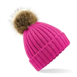 Faux Fur Pop Pom Chunky Beanie Endast idag