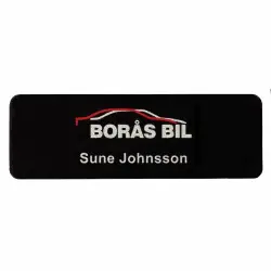 Snabb leverans Namnbricka plast, 60x18 mm, svart, 4-färgs
