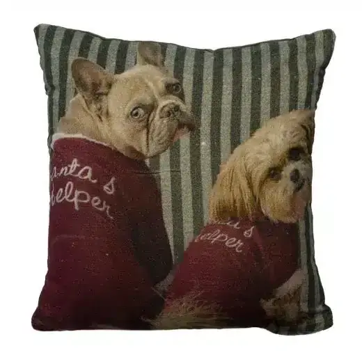 Prydnadskudde preppy julhundar 45x45cm Kundfavorit