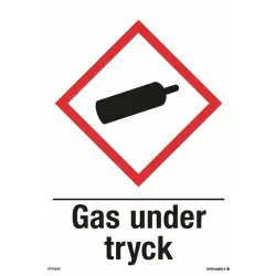 Varningsskylt Gas under tryck 210x297 mm - Plast Populär