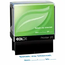 Beställ nu Standardstämpel "Betalt via internet-" 37x12 mm - Colop Printer Green Line 20/L, Blå