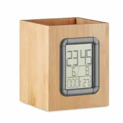 Rabatt Manila - Pennhållare bambu LCD klocka