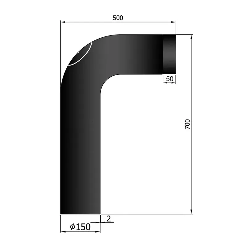 Termatech Knärör Fullform 700x500mm, m. sotlucka Fynd