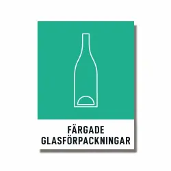 Återvinningsdekal Färgade glasförpackningar 140x190 mm - 3st/fp. Premium