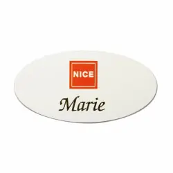 Begränsad tid Namnbricka aluminium, 63x32 mm, Vit, 4-färgs (Oval)