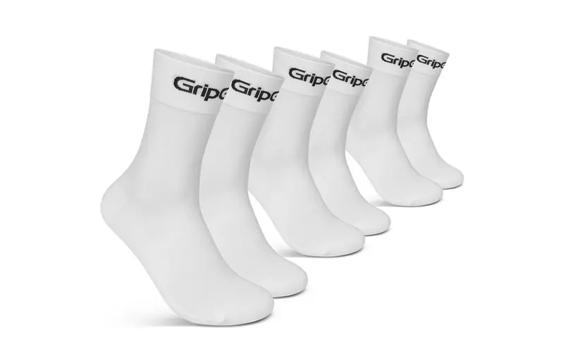 Sista chansen Cykelstrumpor GripGrab RIDE Regular Cut Socks 3-Pack White